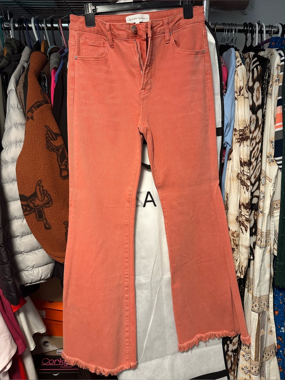 High-Rise Flare Jeans in Coral by Zara